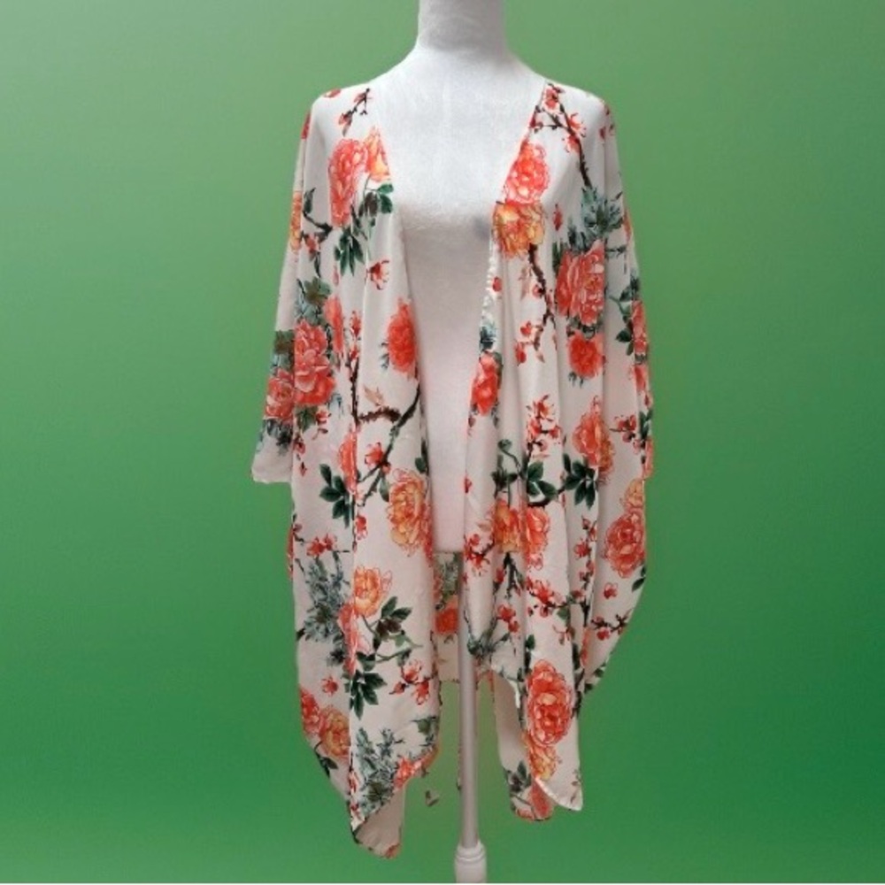 Self Crushing Floral Kimono Cardigan L